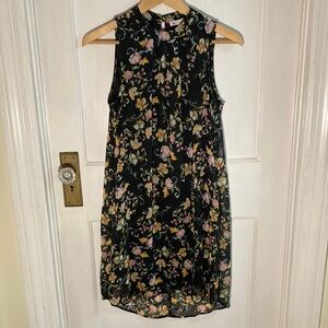 Floral Sleeveless Black Dress